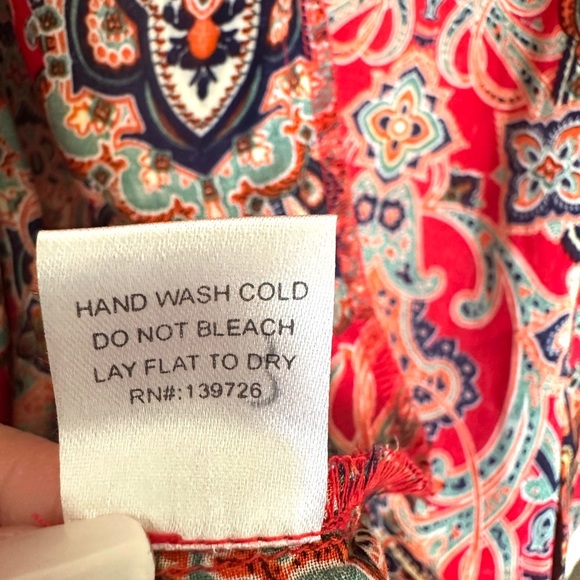 Honey Punch Mixed Print Bohemian Kimono Red and Blue Large Lightning - Picture 7 of 7